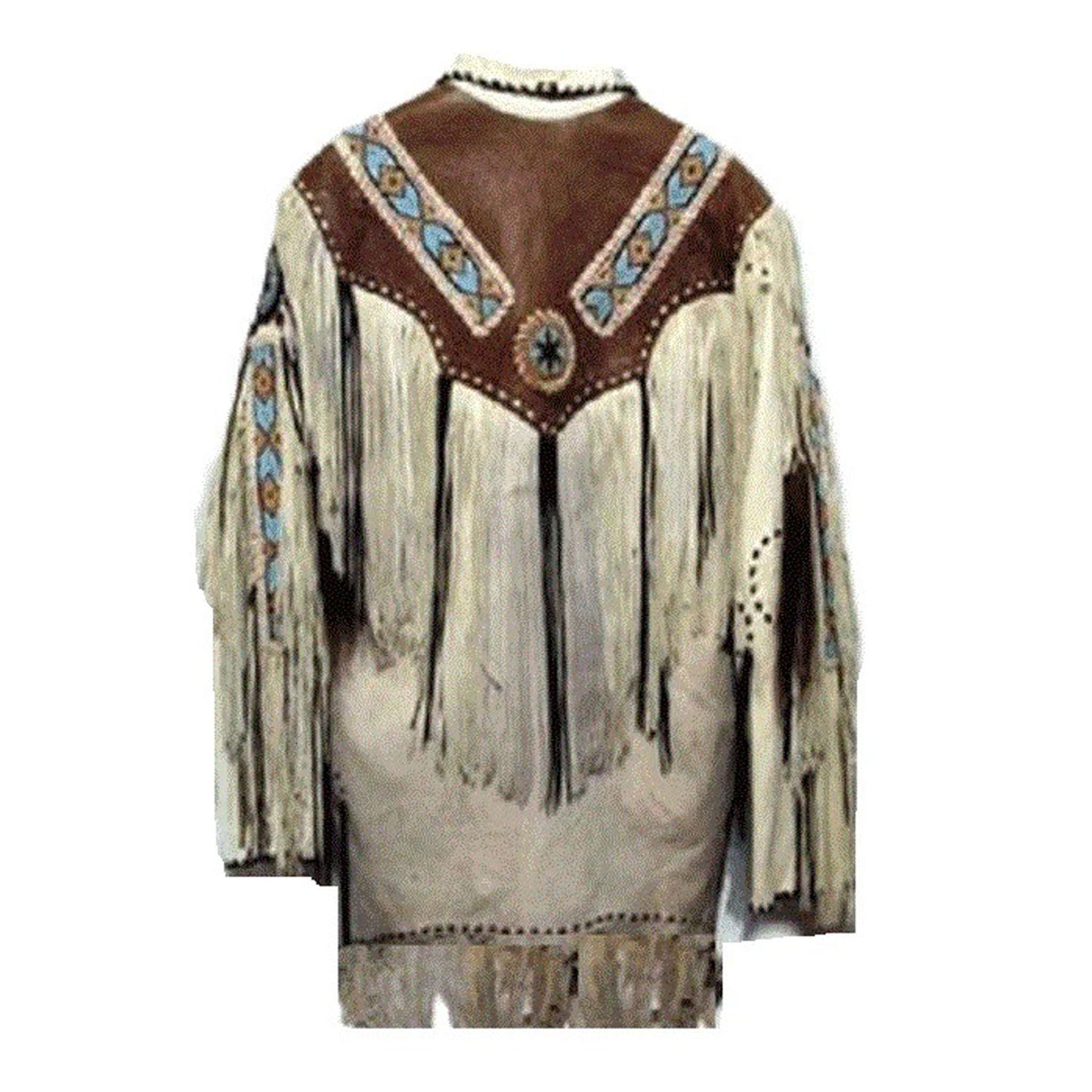 Beige Buckskin Leather Native American Beaded Jacket NLS-292