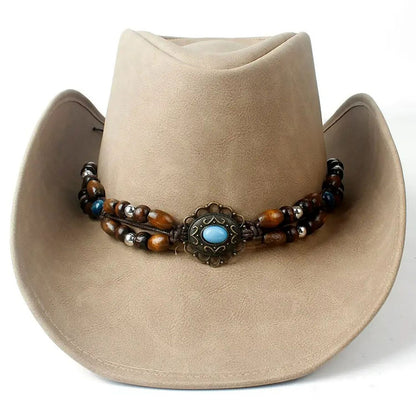 Beige Leather Cowboy Hat NLS-230
