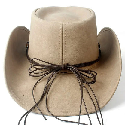 Beige Leather Cowboy Hat NLS-230