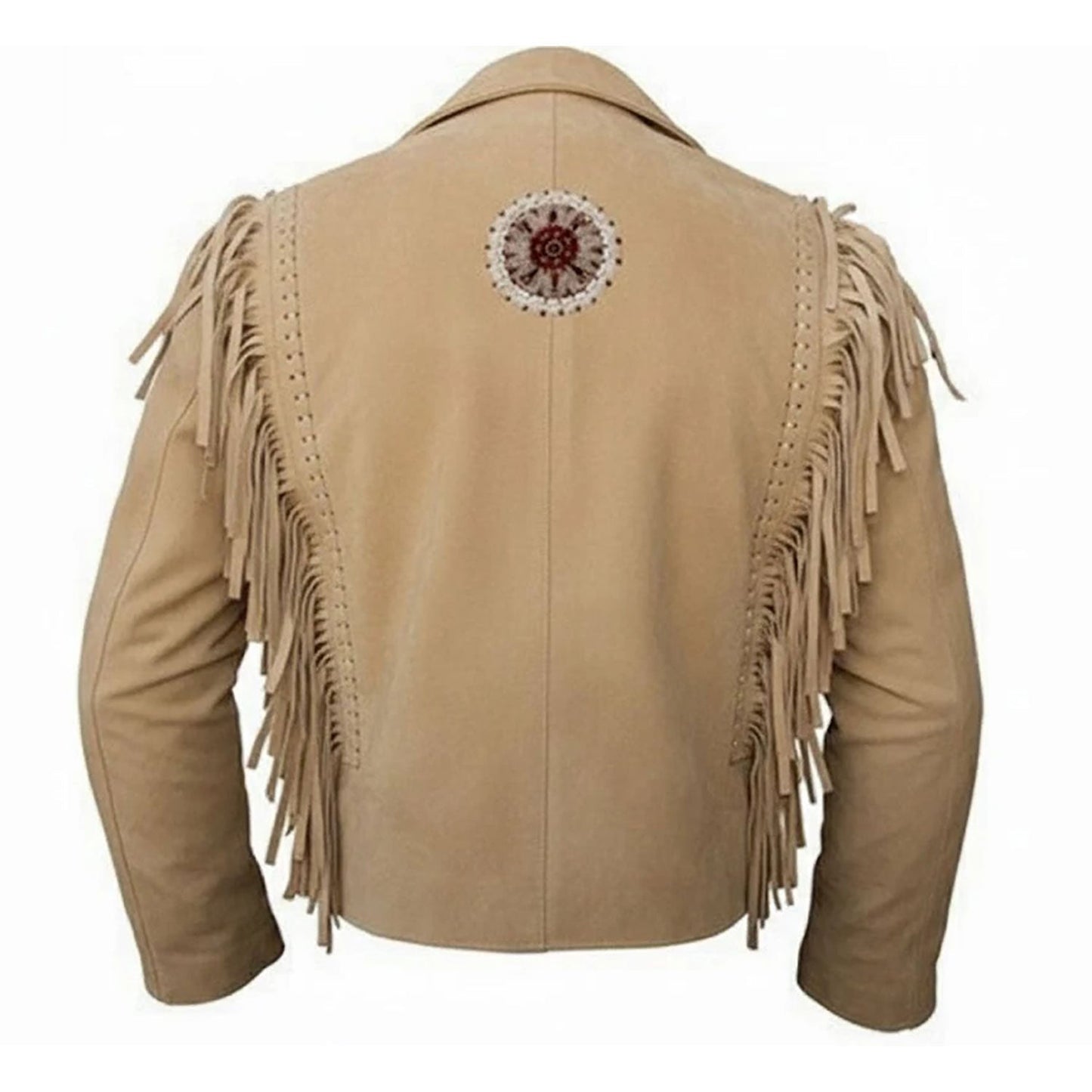 Beige Western Fringe Leather Jacket for Women Cowgirl Style NLS-075