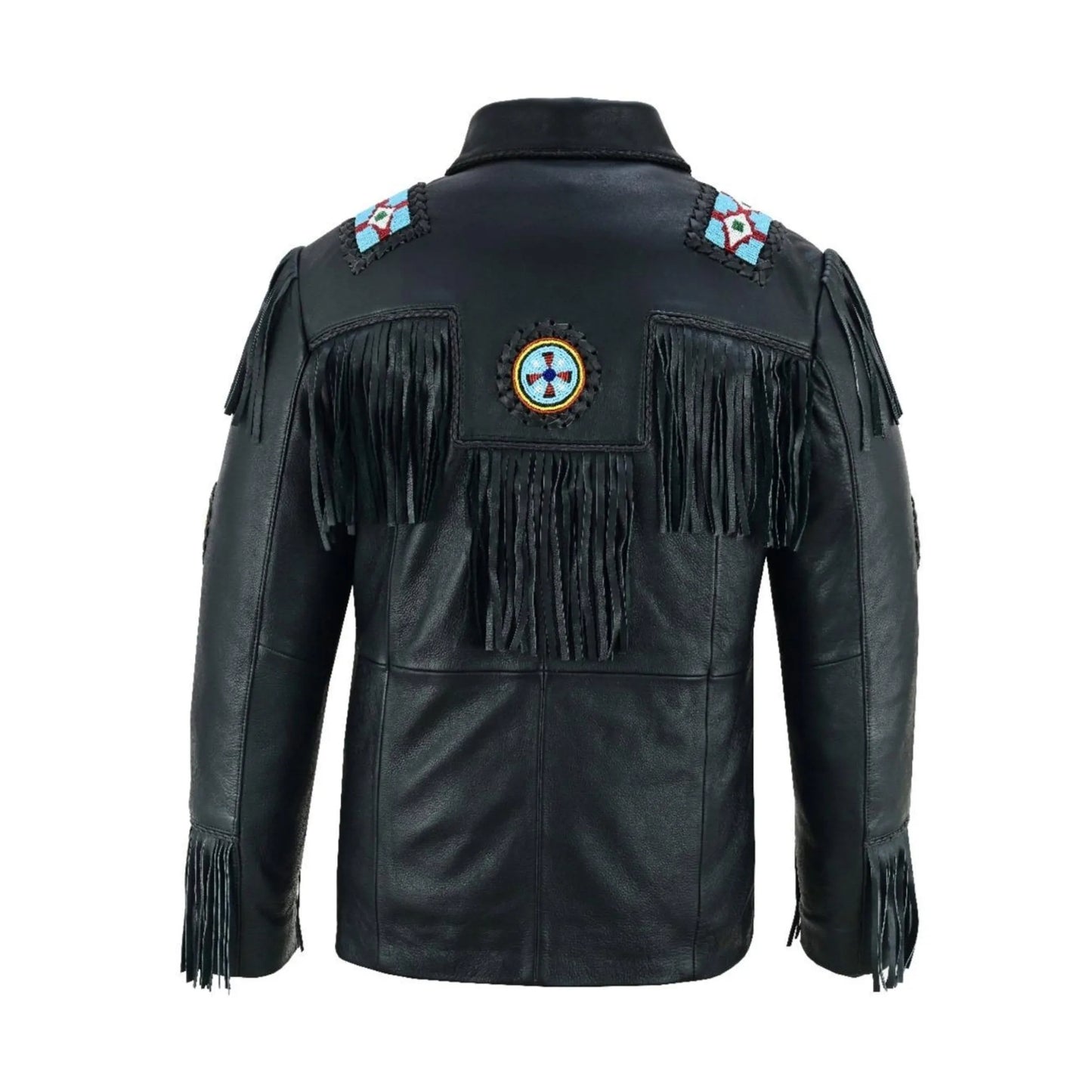 Beige Women’s Western Fringe Leather Jacket Coat NLS-024