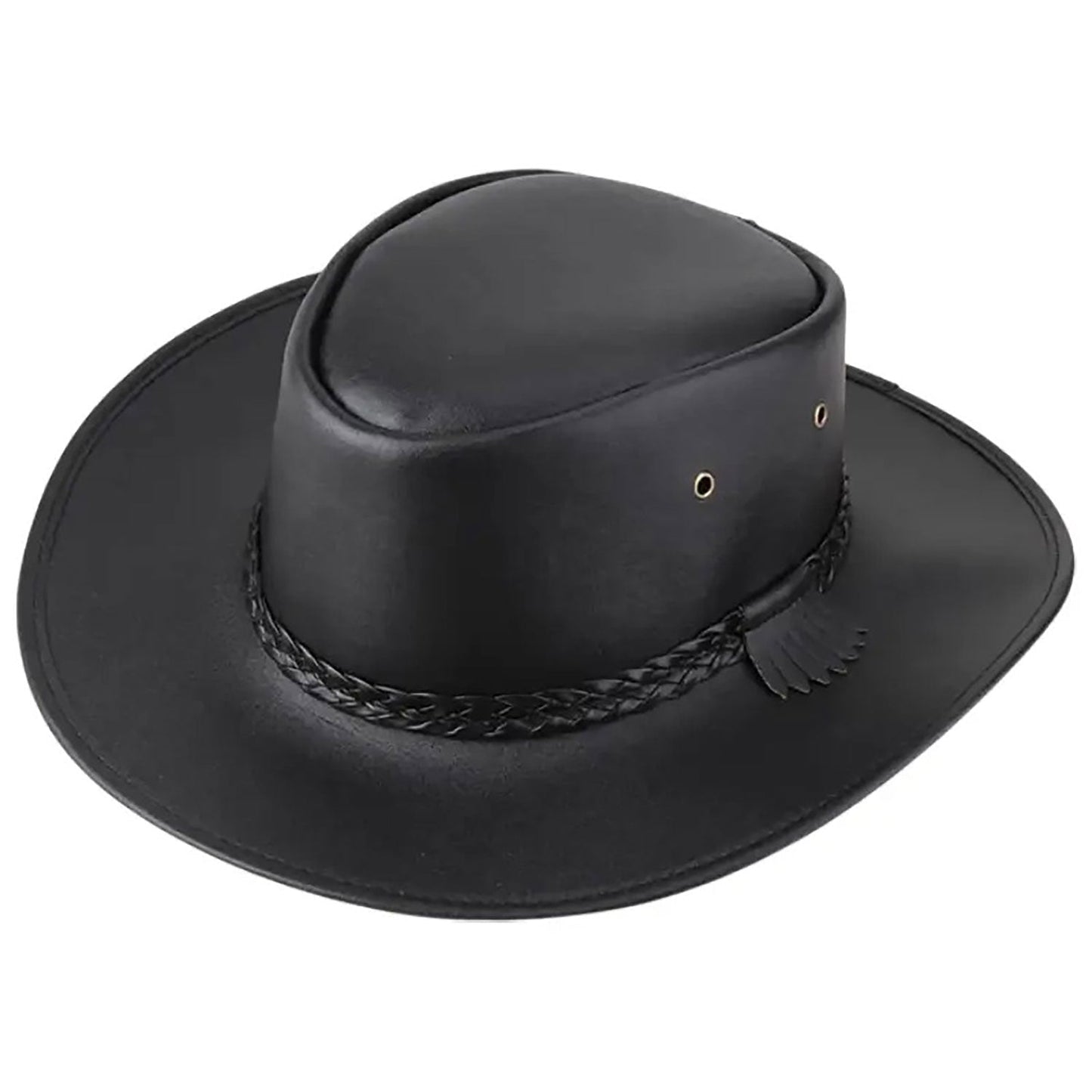 Black Faux Leather Cowboy Hat NLS-251