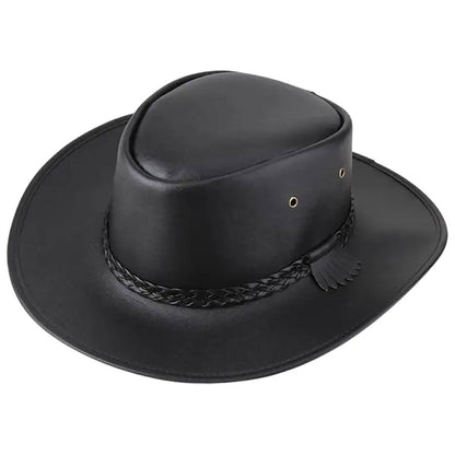 Black Faux Leather Cowboy Hat NLS-251