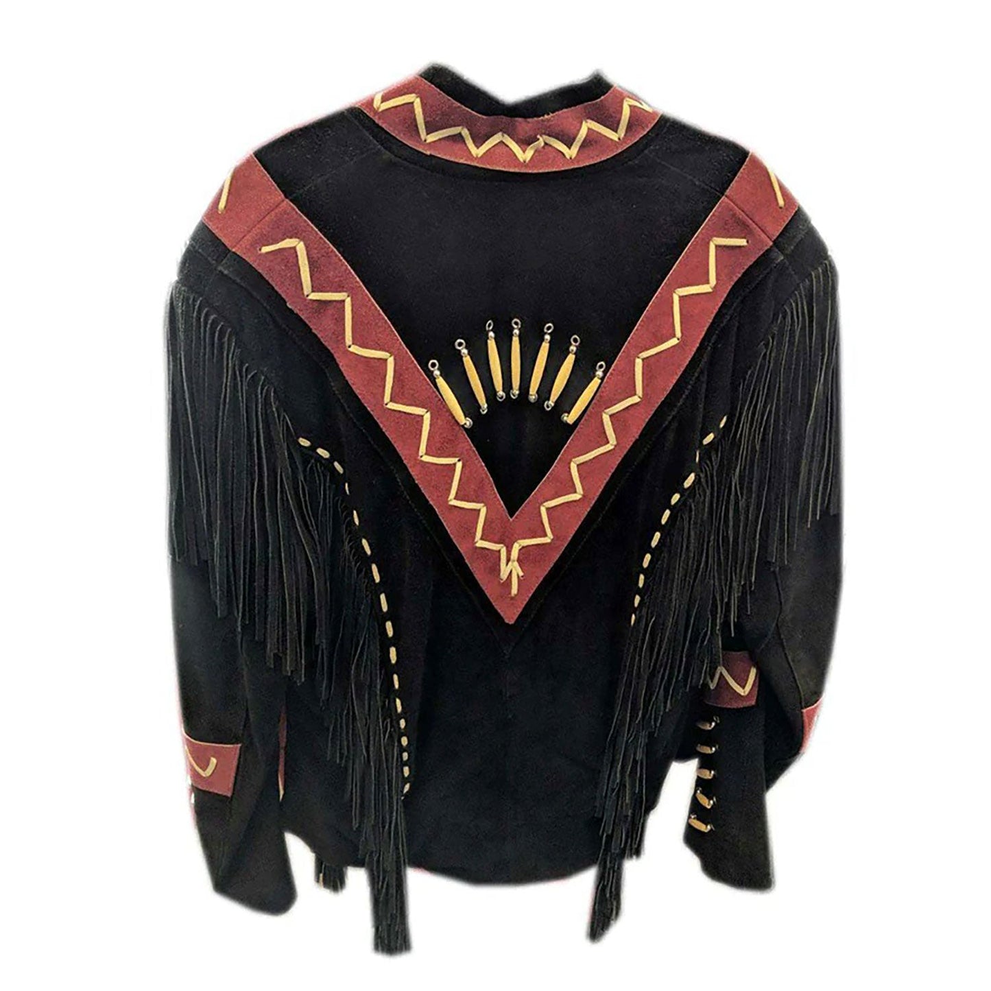 Black Western Suede Leather Fringe Cowboy Jacket NLS-227
