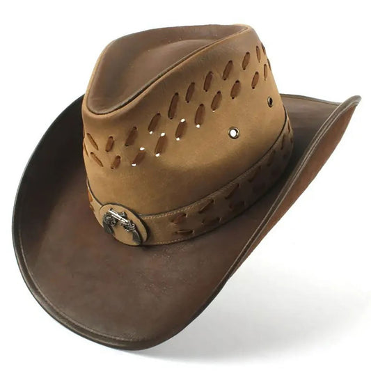 Brown Leather Cowboy Hat NLS-241