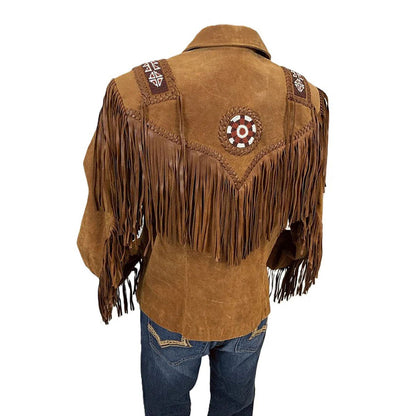 Brown Western Fringe Leather Jacket for Women Cowgirl Style NLS-070