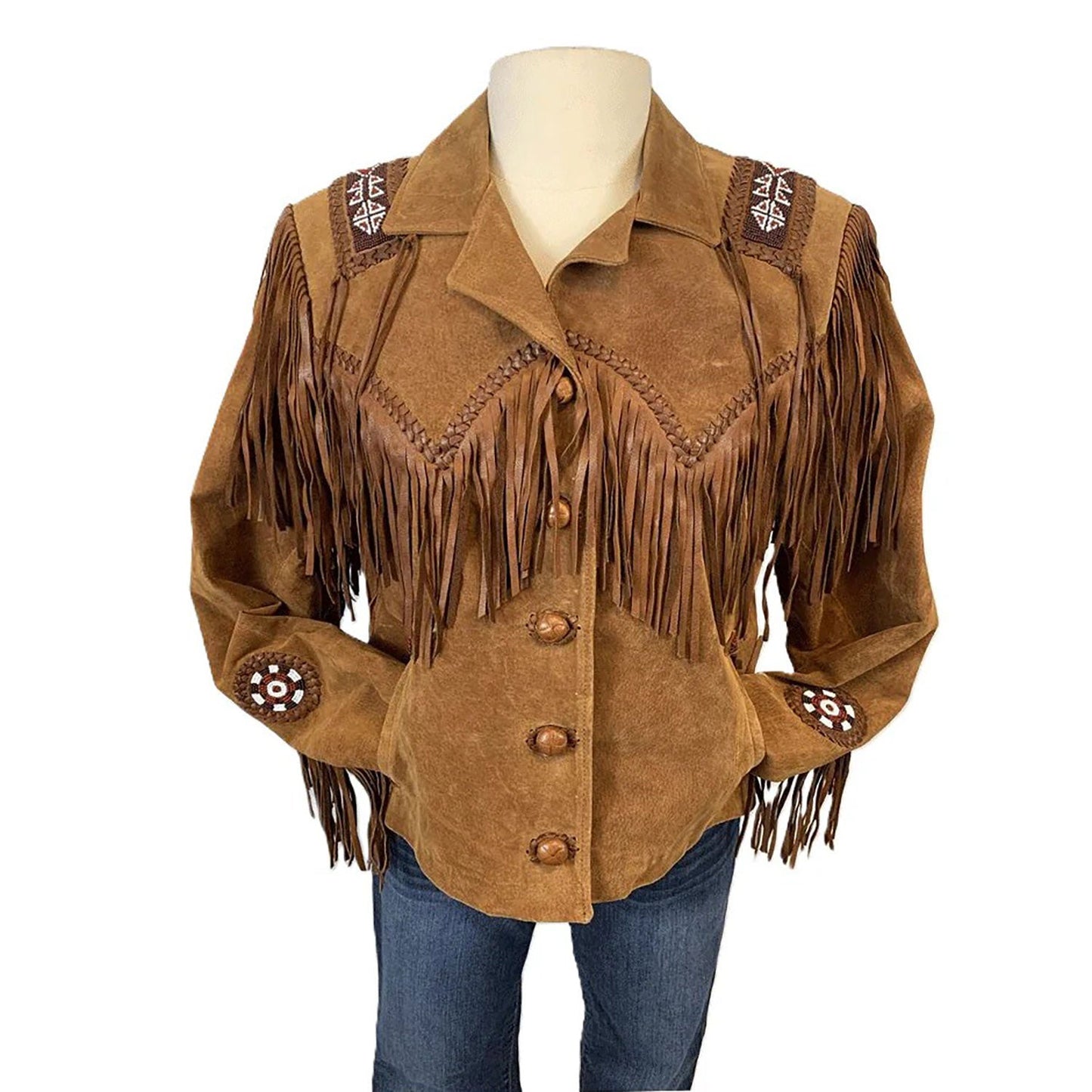 Brown Western Fringe Leather Jacket for Women Cowgirl Style NLS-070