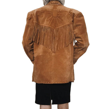 Brown Western Fringe Leather Jacket for Women Cowgirl Style NLS-071