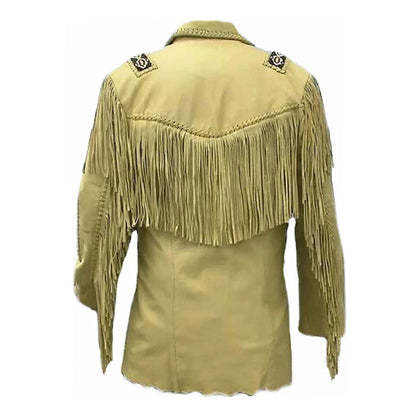 Brown Western Leather Fringe Cowboy Jacket NLS-205
