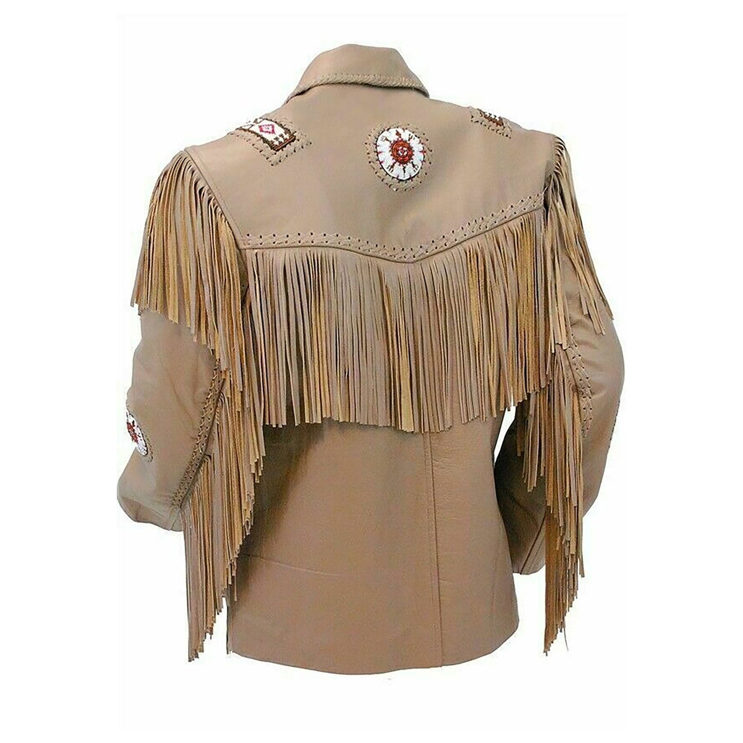 Brown Western Leather Fringe Cowboy Jacket NLS-206