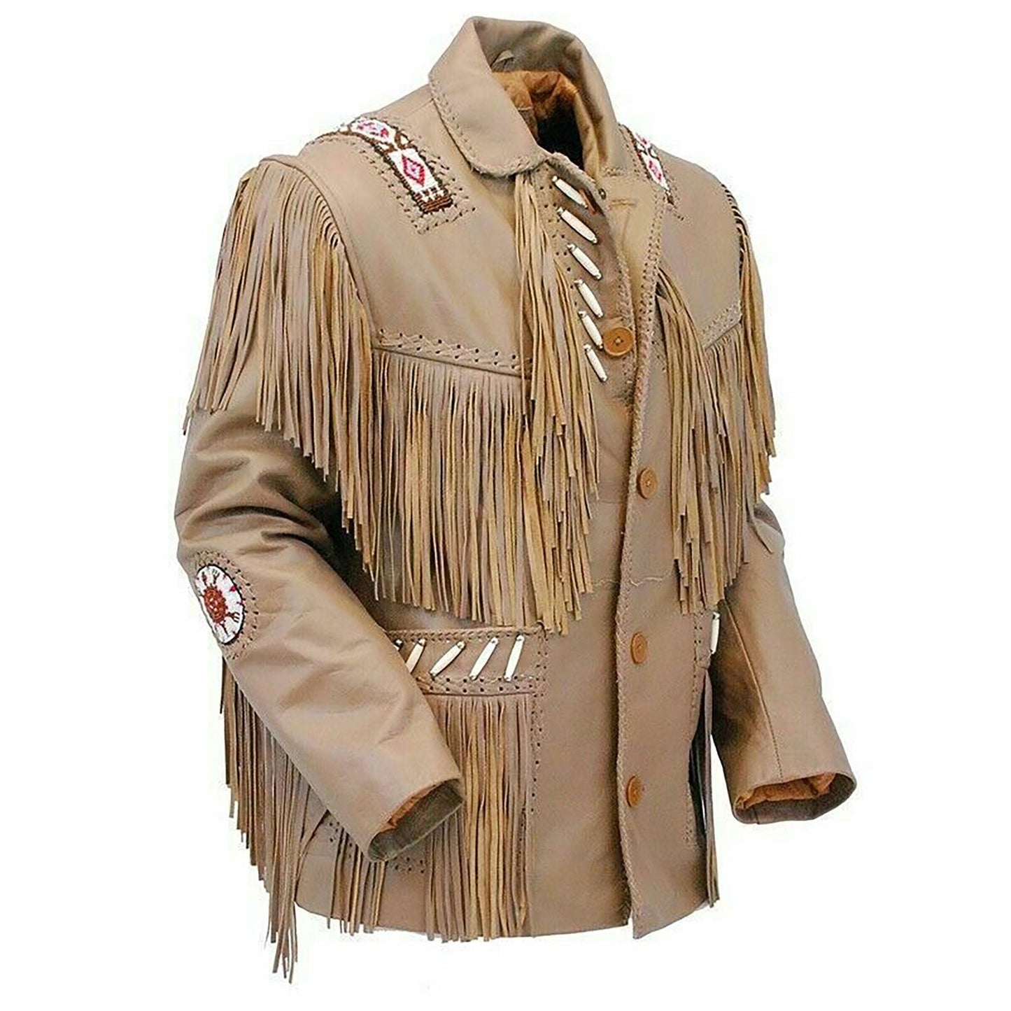 Brown Western Leather Fringe Cowboy Jacket NLS-206