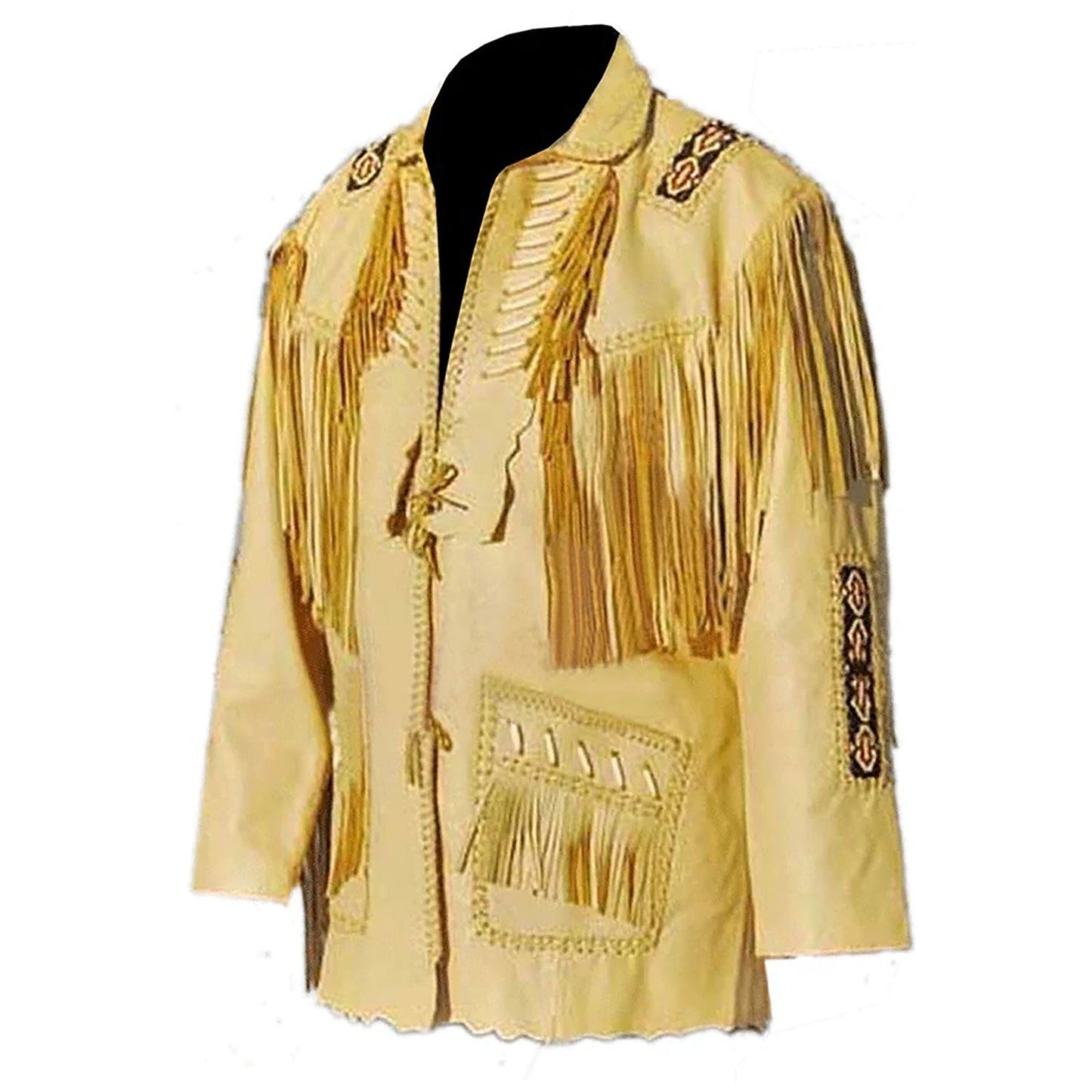 Brown Western Leather Fringe Cowboy Jacket NLS-210