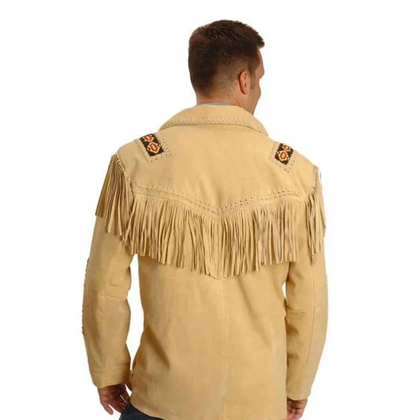 Brown Western Leather Fringe Cowboy Jacket NLS-210