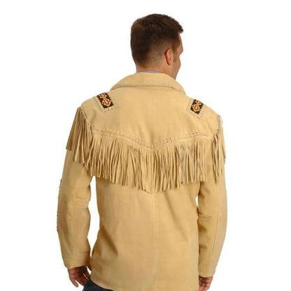 Brown Western Leather Fringe Cowboy Jacket NLS-210