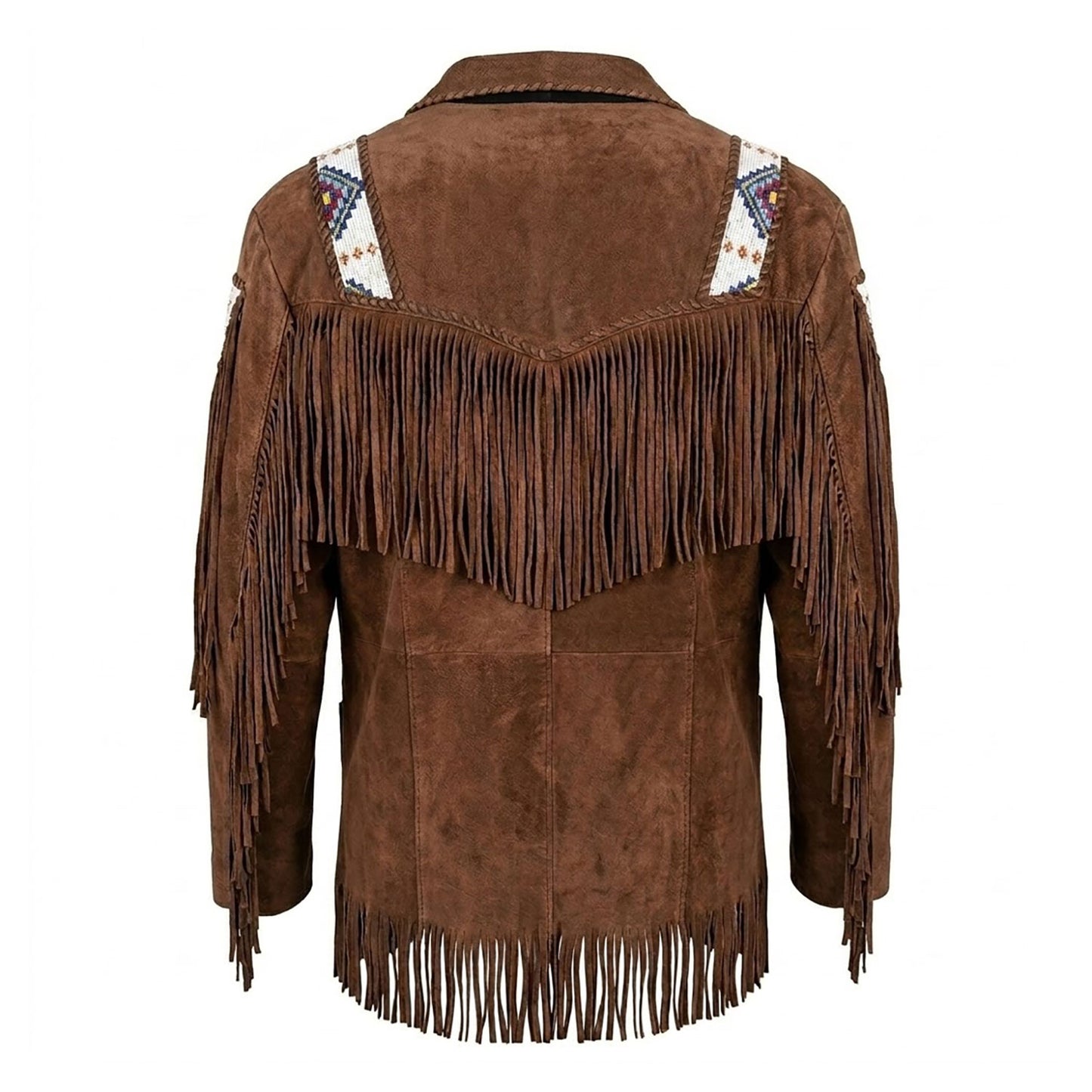Brown Western Leather Fringe Cowboy Jacket NLS-212
