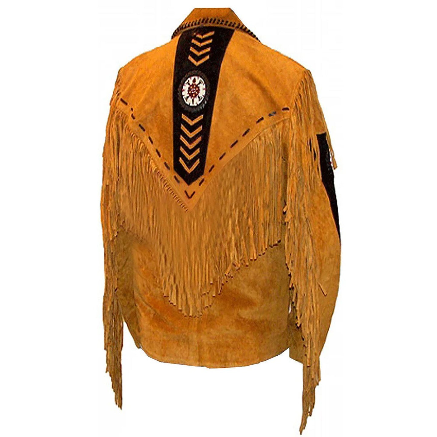 Brown Western Suede Leather Fringe Beaded Cowboy Jacket NLS-149