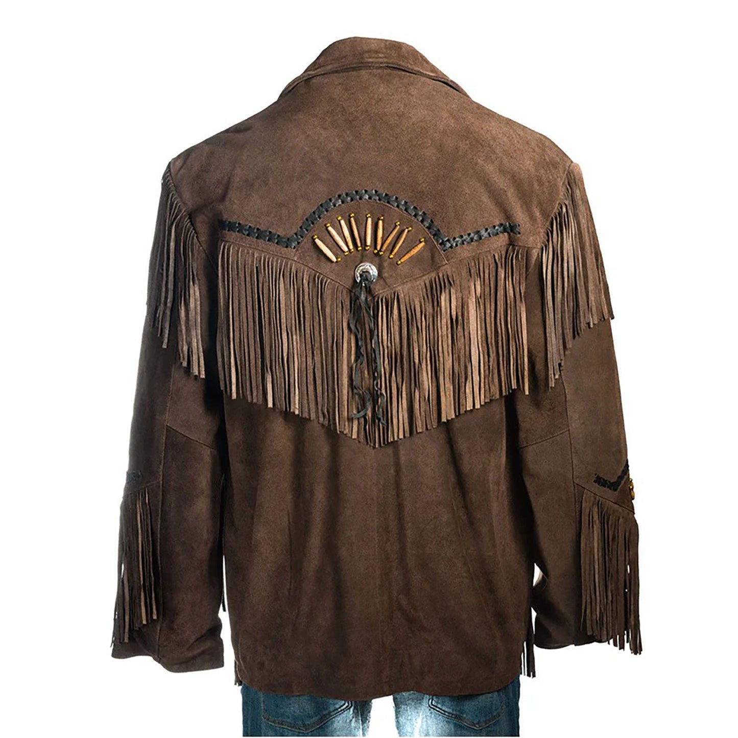 Brown Western Suede Leather Fringe Cowboy Jacket NLS-082