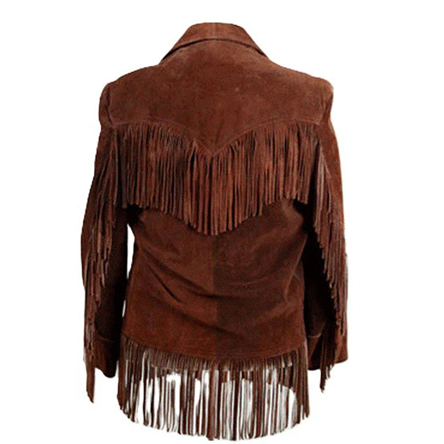 Brown Western Suede Leather Fringe Cowboy Jacket NLS-084
