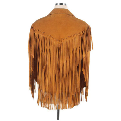 Brown Western Suede Leather Fringe Cowboy Jacket NLS-085