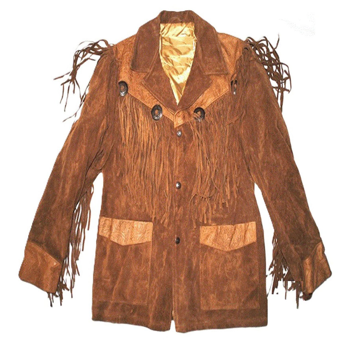 Brown Western Suede Leather Fringe Cowboy Jacket NLS-086