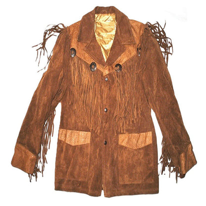 Brown Western Suede Leather Fringe Cowboy Jacket NLS-086
