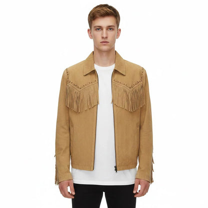 Brown Western Suede Leather Fringe Cowboy Jacket NLS-087