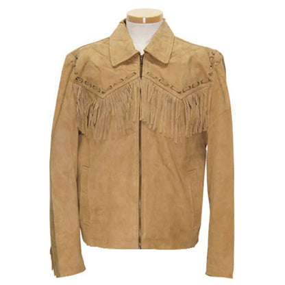 Brown Western Suede Leather Fringe Cowboy Jacket NLS-087