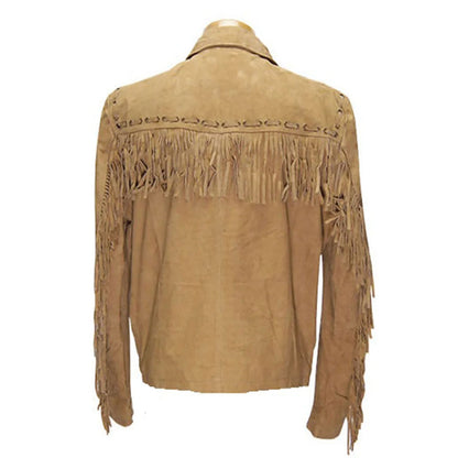 Brown Western Suede Leather Fringe Cowboy Jacket NLS-087