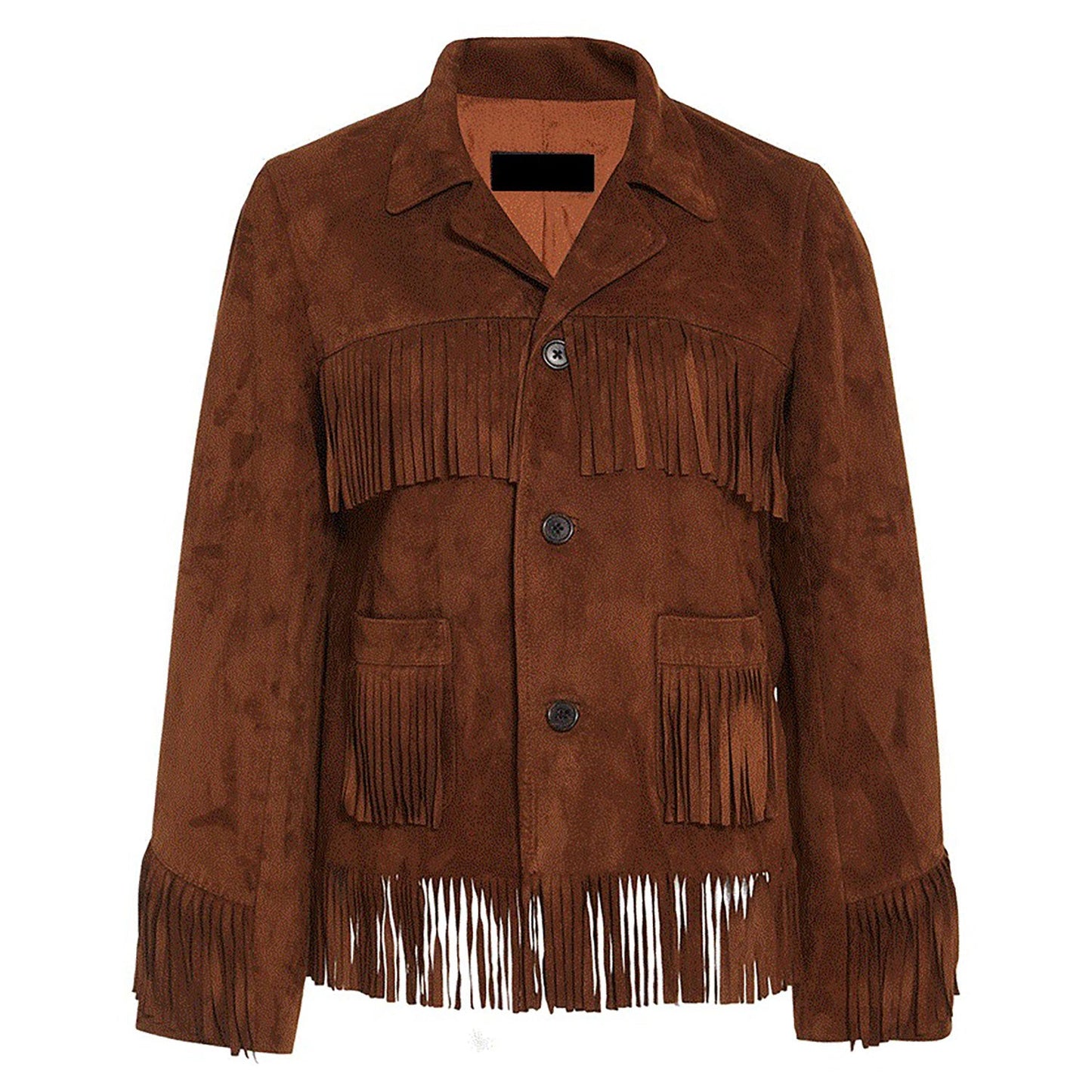 Brown Western Suede Leather Fringe Cowboy Jacket NLS-089