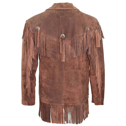 Brown Western Suede Leather Fringe Cowboy Jacket NLS-090