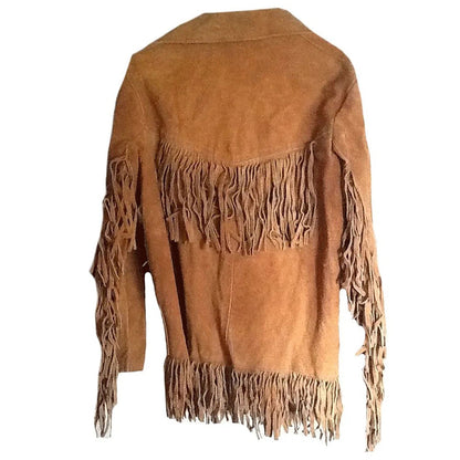 Brown Western Suede Leather Fringe Cowboy Jacket NLS-091