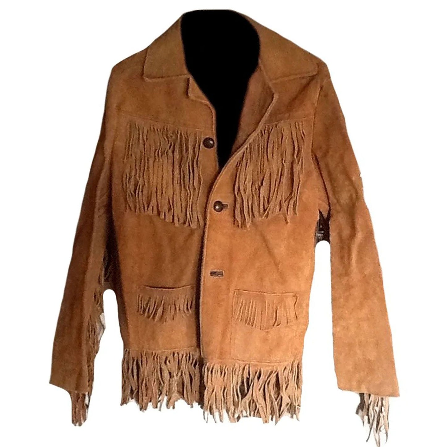 Brown Western Suede Leather Fringe Cowboy Jacket NLS-091