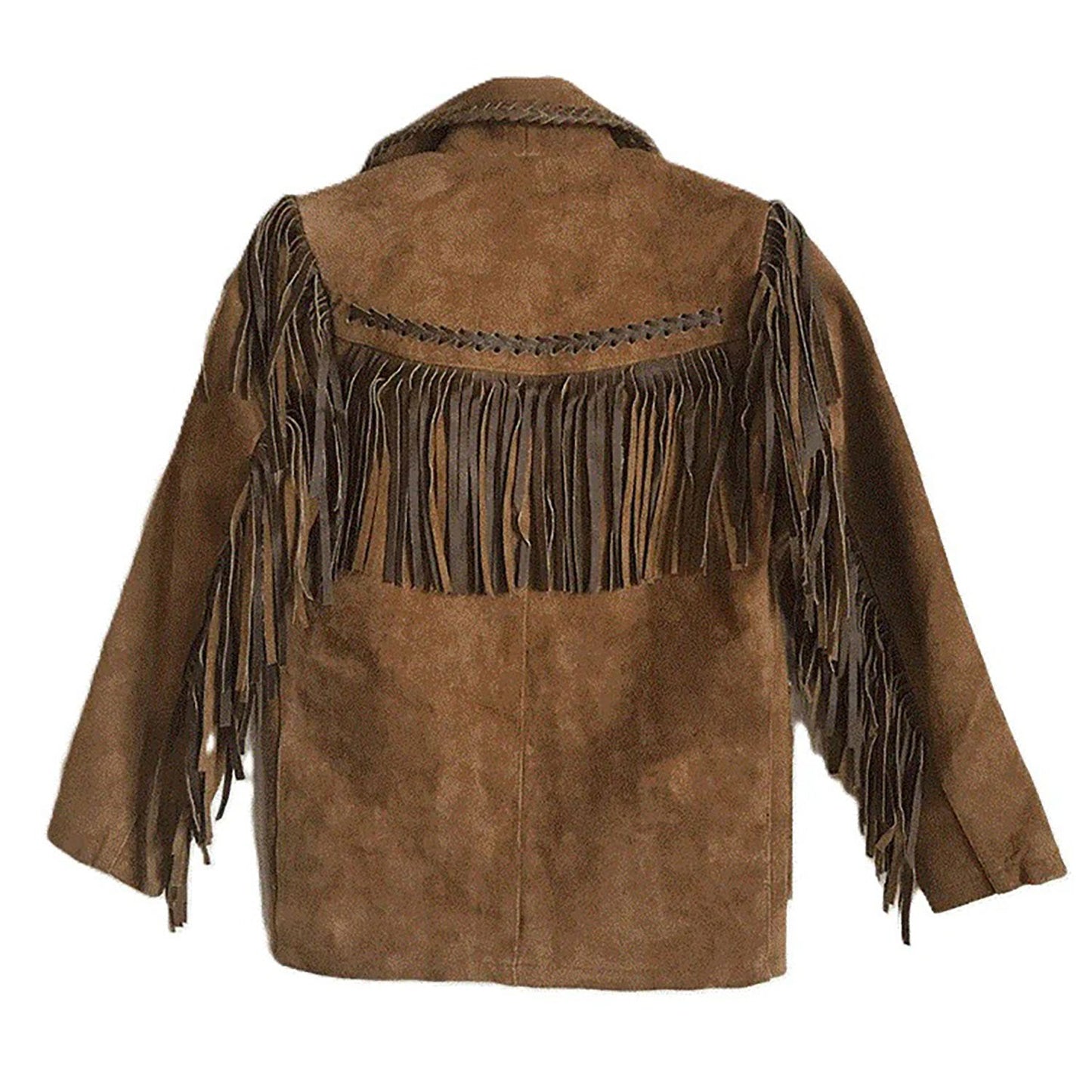 Brown Western Suede Leather Fringe Cowboy Jacket NLS-095