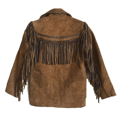 Brown Western Suede Leather Fringe Cowboy Jacket NLS-095