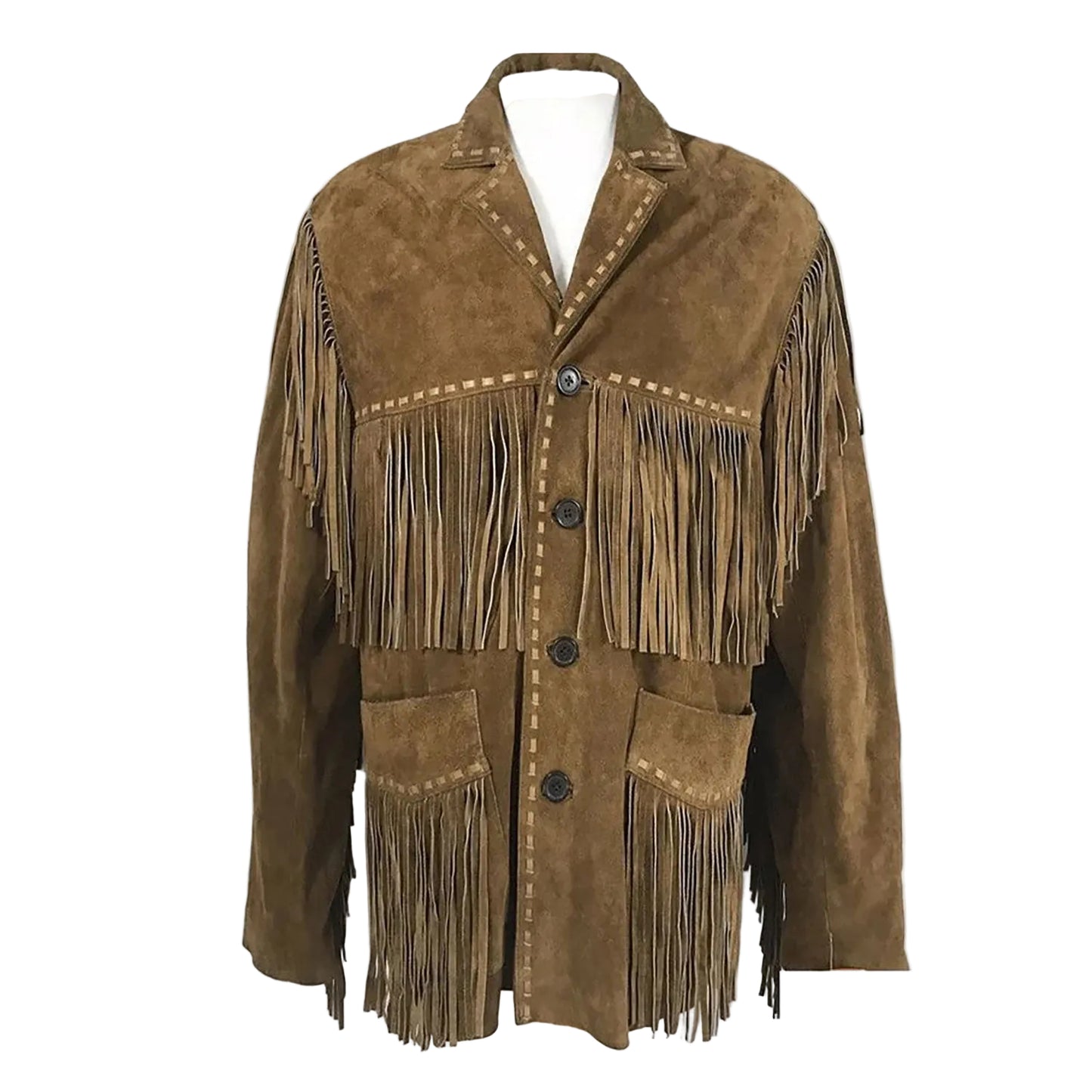 Brown Western Suede Leather Fringe Cowboy Jacket NLS-096