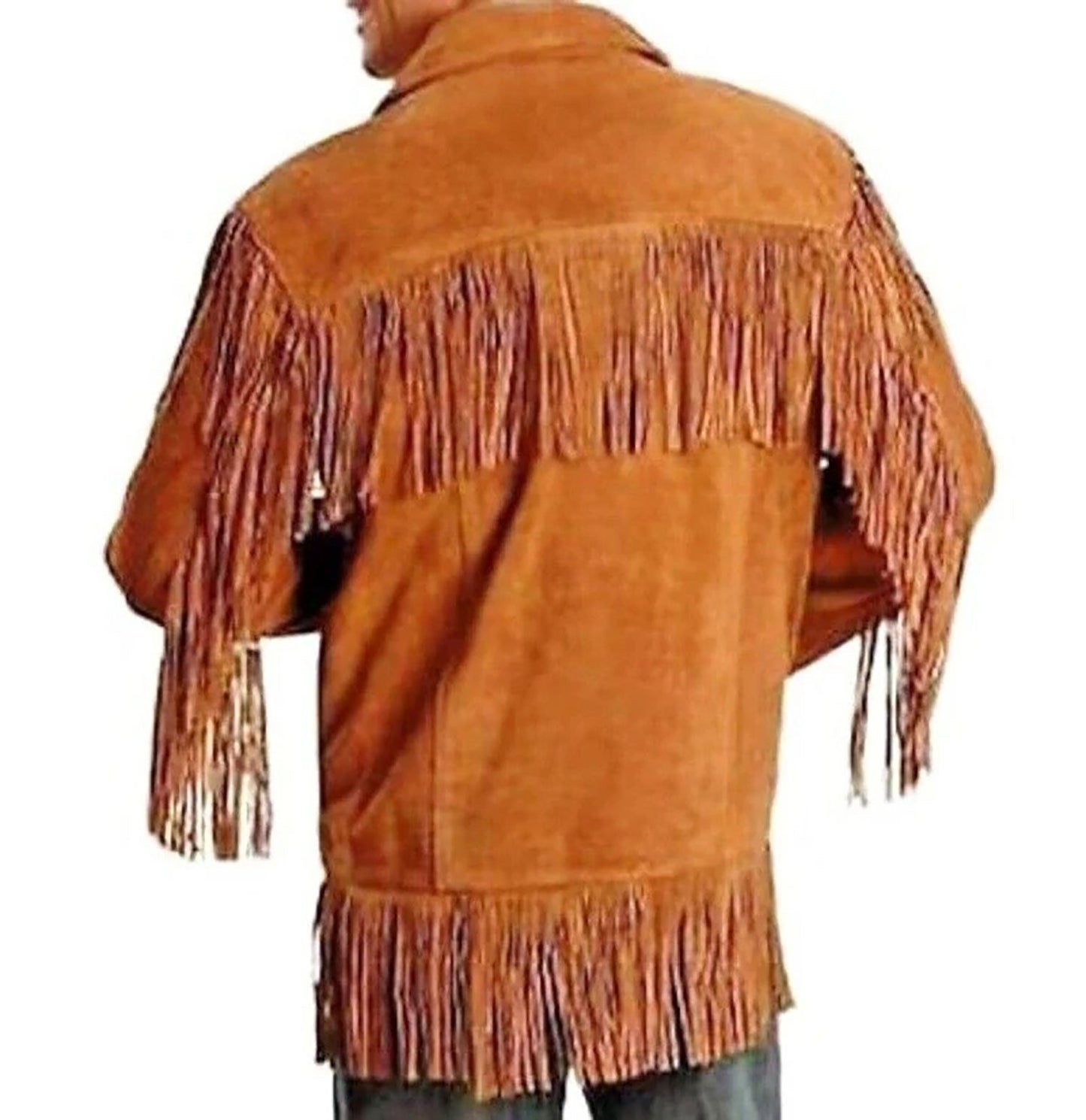 Brown Western Suede Leather Fringe Cowboy Jacket NLS-098