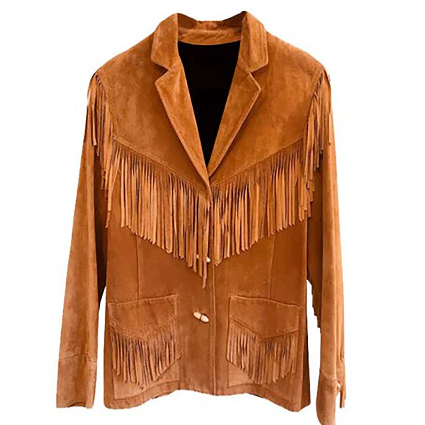 Brown Western Suede Leather Fringe Cowboy Jacket NLS-099
