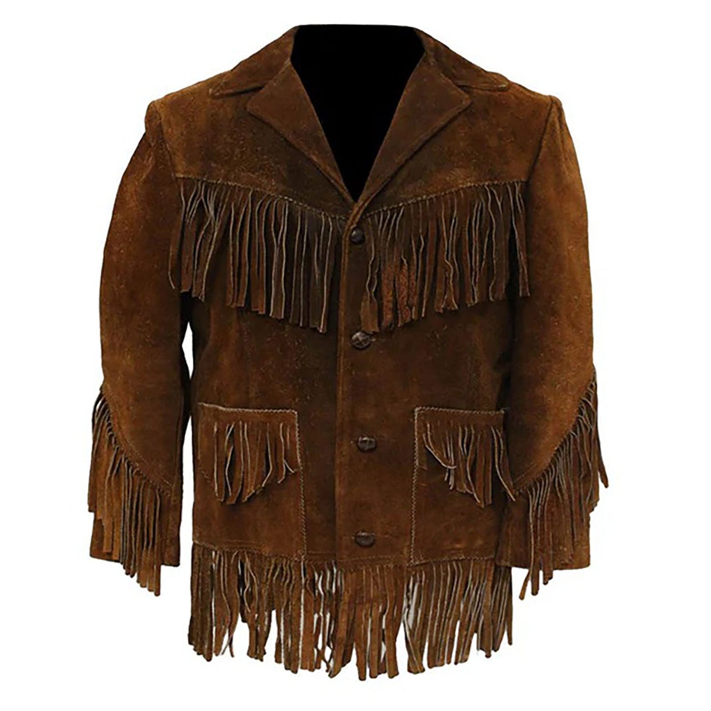 Brown Western Suede Leather Fringe Cowboy Jacket NLS-102