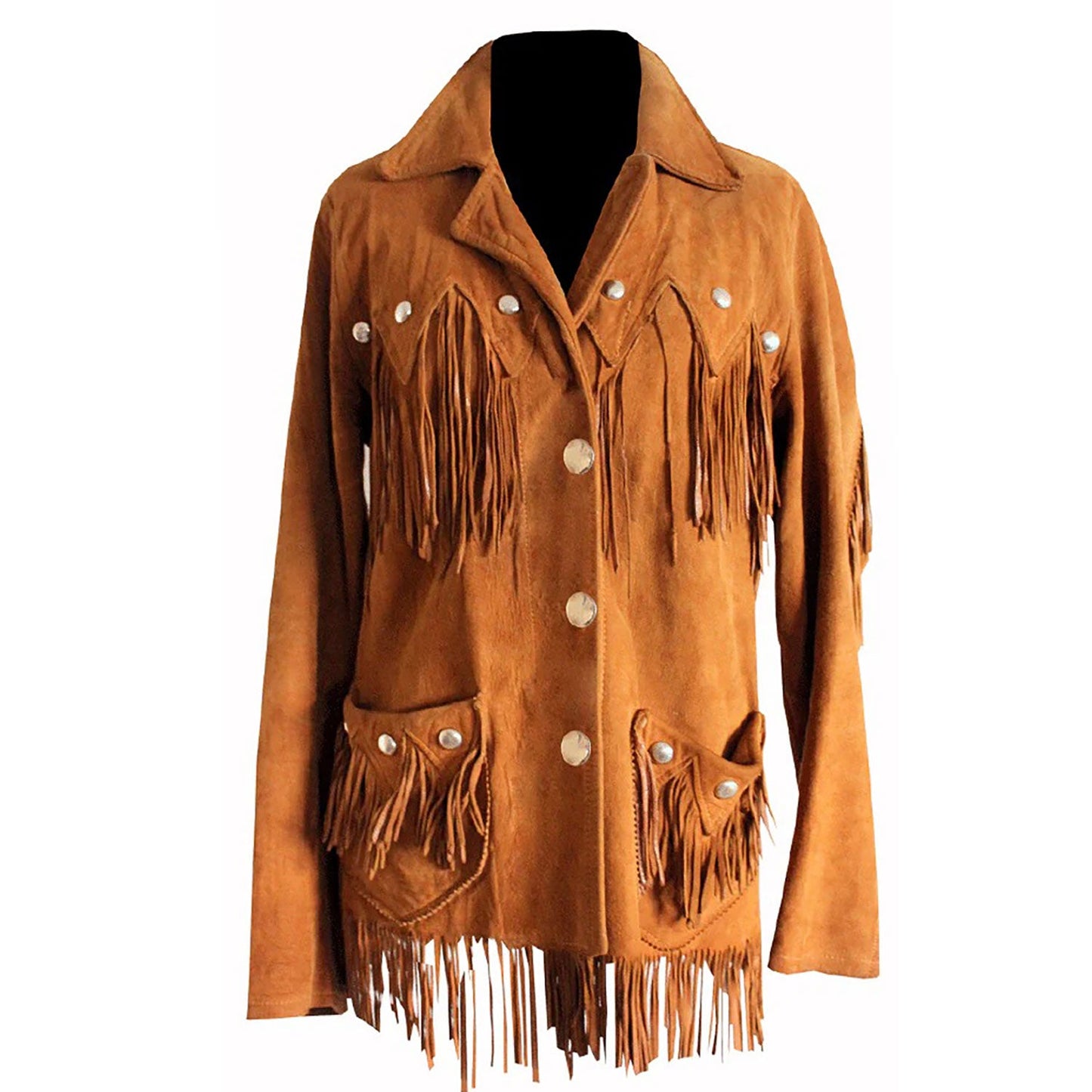 Brown Western Suede Leather Fringe Cowboy Jacket NLS-108