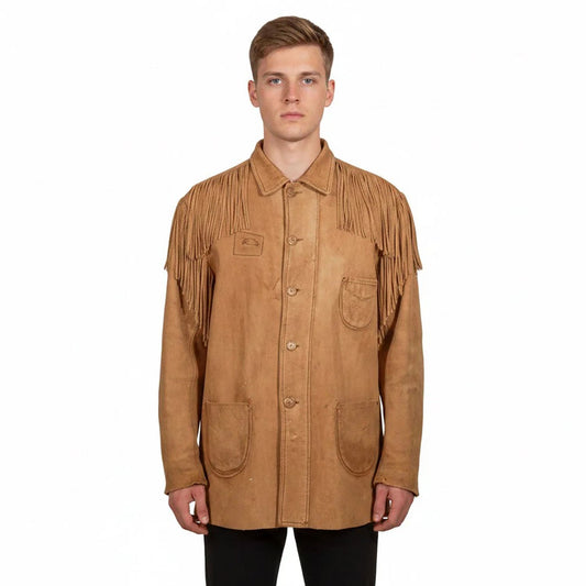 Brown Western Suede Leather Fringe Cowboy Jacket NLS-110