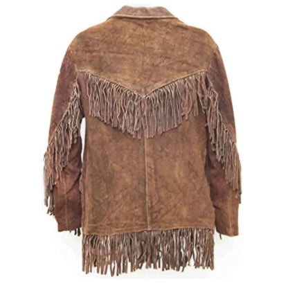 Brown Western Suede Leather Fringe Cowboy Jacket NLS-112