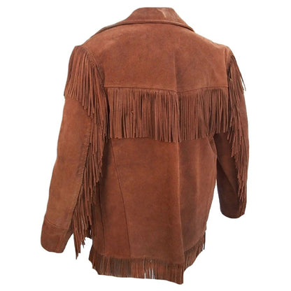 Brown Western Suede Leather Fringe Cowboy Jacket NLS-118