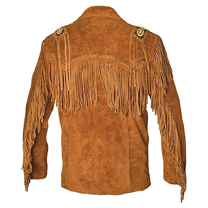 Brown Western Suede Leather Fringe Cowboy Jacket NLS-121