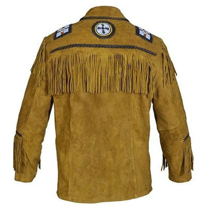 Brown Western Suede Leather Fringe Cowboy Jacket NLS-125