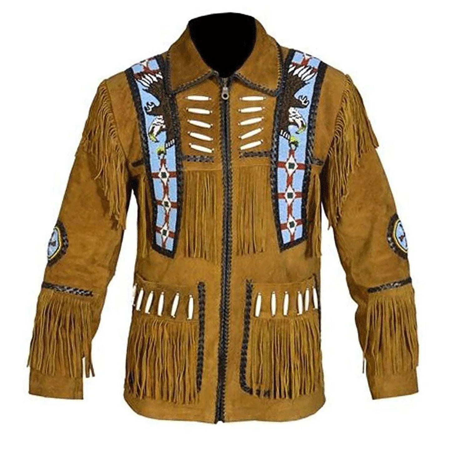 Brown Western Suede Leather Fringe Cowboy Jacket NLS-125