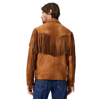 Brown Western Fringe Jacket Suede Leather Cowboy Jacket NLS-069