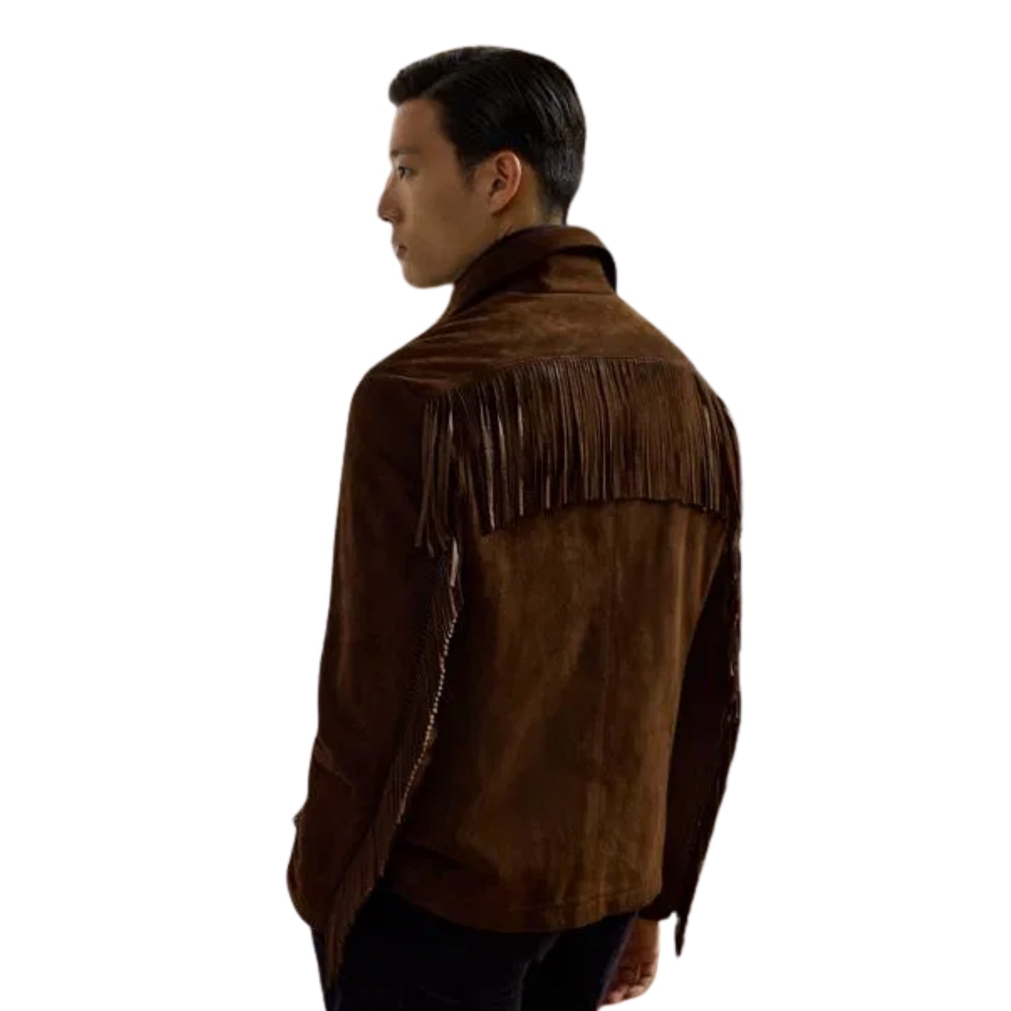 Brown Western Suede Leather Fringe Cowboy Jacket NLS-088