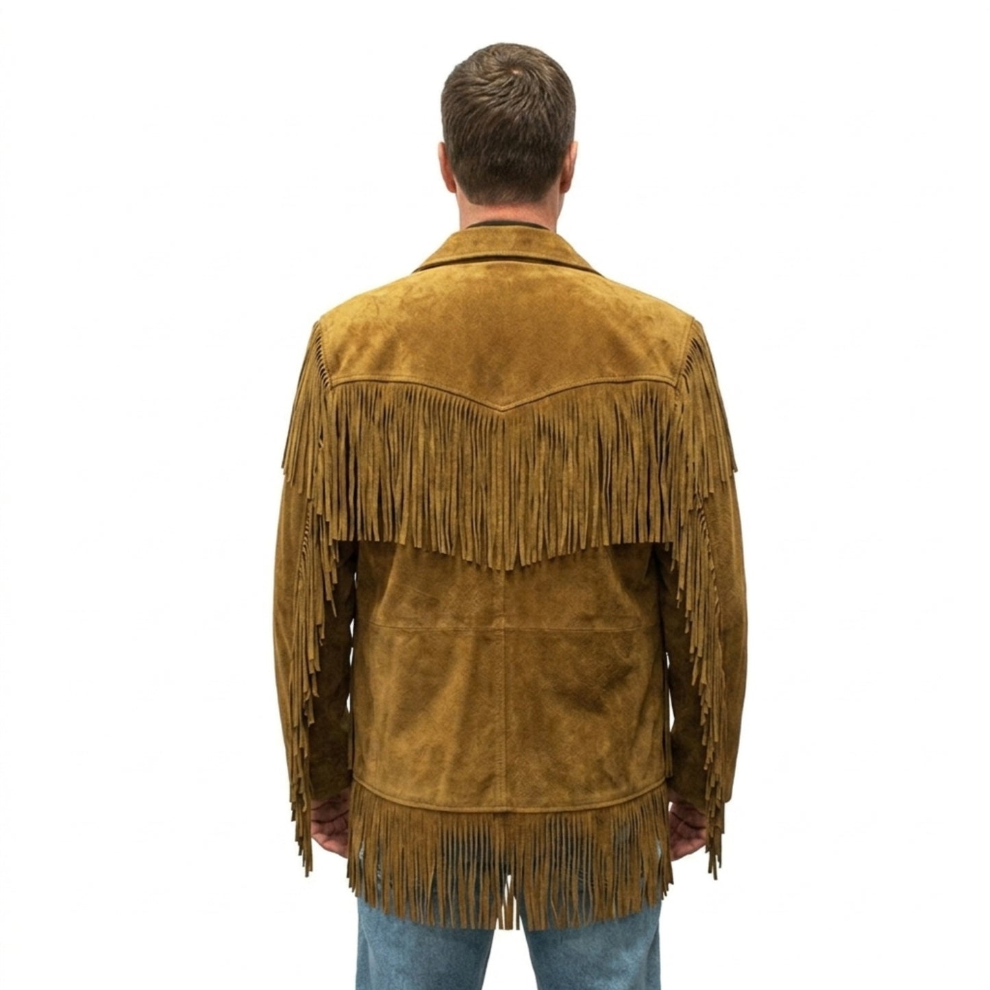 Brown Western Suede Leather Fringe Cowboy Jacket NLS-097