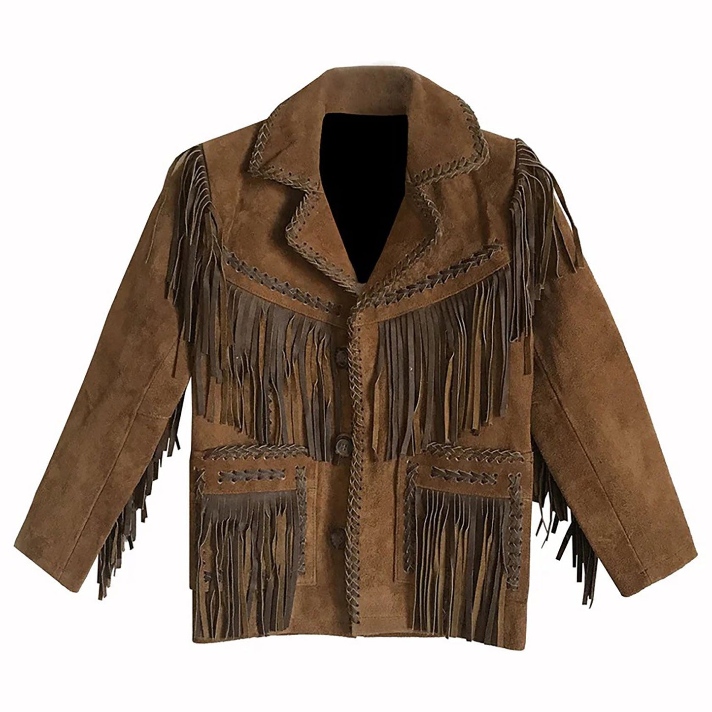 Brown Western Suede Leather Fringe Cowboy Jacket NLS-100