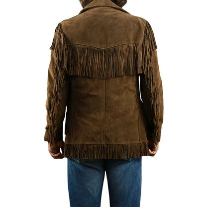 Brown Western Suede Leather Fringe Cowboy Jacket NLS-100